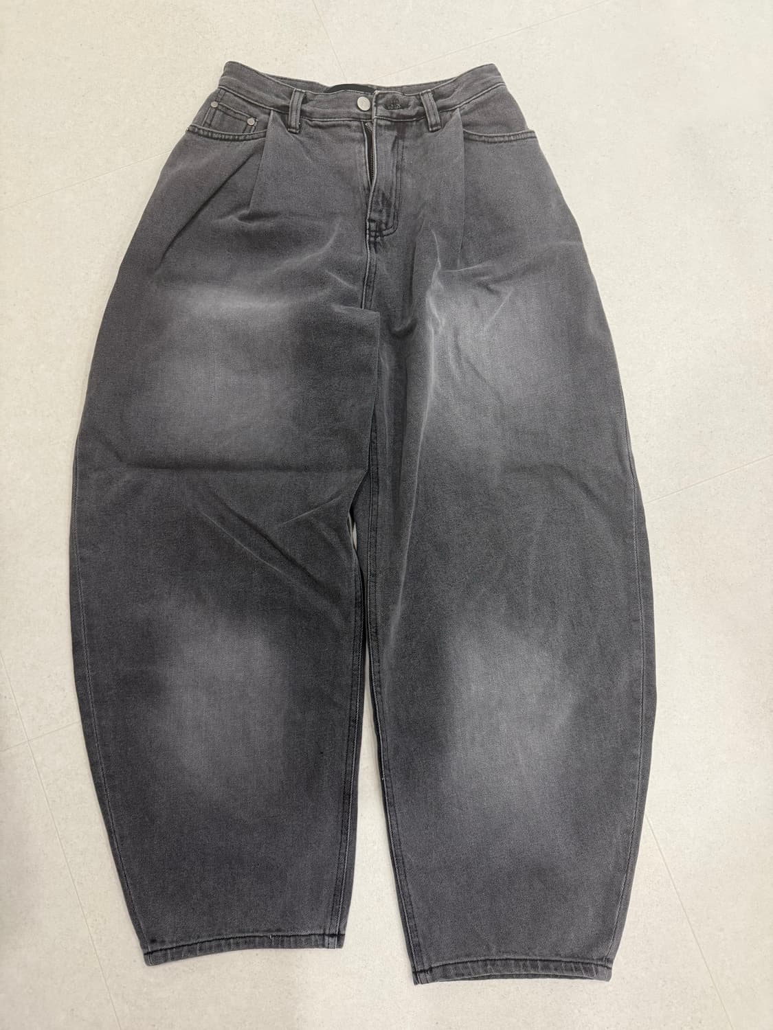 트리밍버드 원버튼 데님 셋업 팬츠 흑청(구버전) 상품이미지4