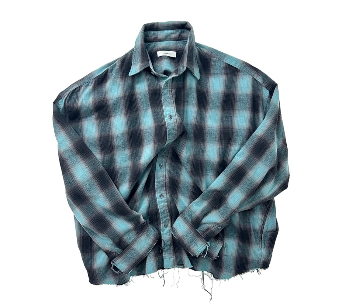 [1] 논노드 플렉서블 스트링 체크 셔츠 아쿠아 애쉬 상품이미지1