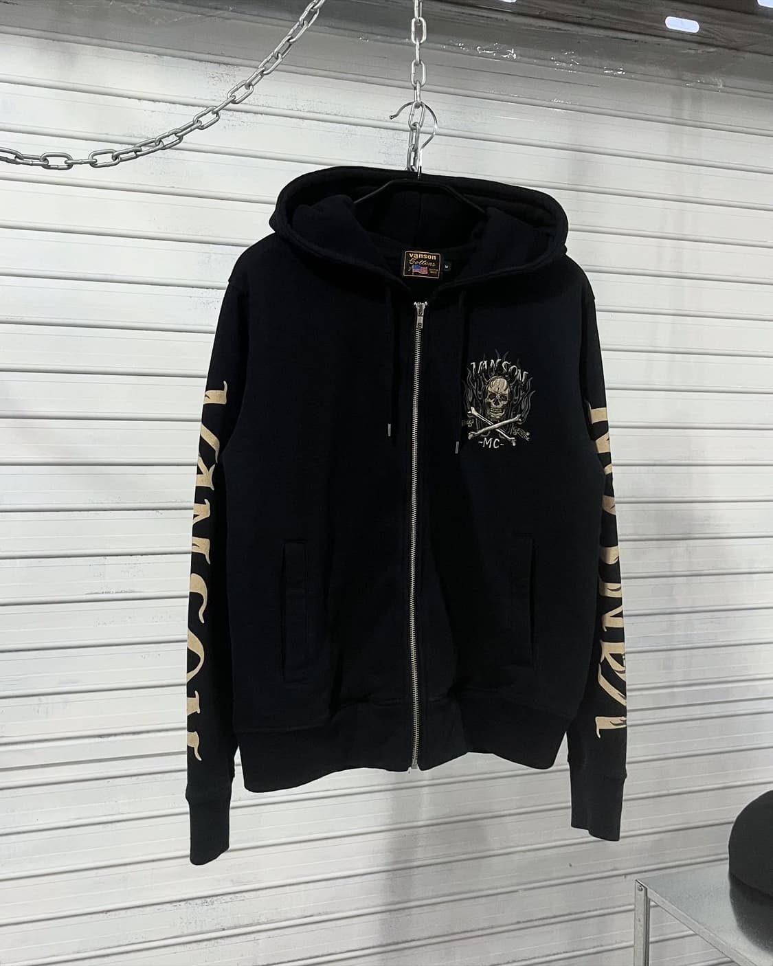 Vanson Leathers flame skull hood zip up 상품이미지2
