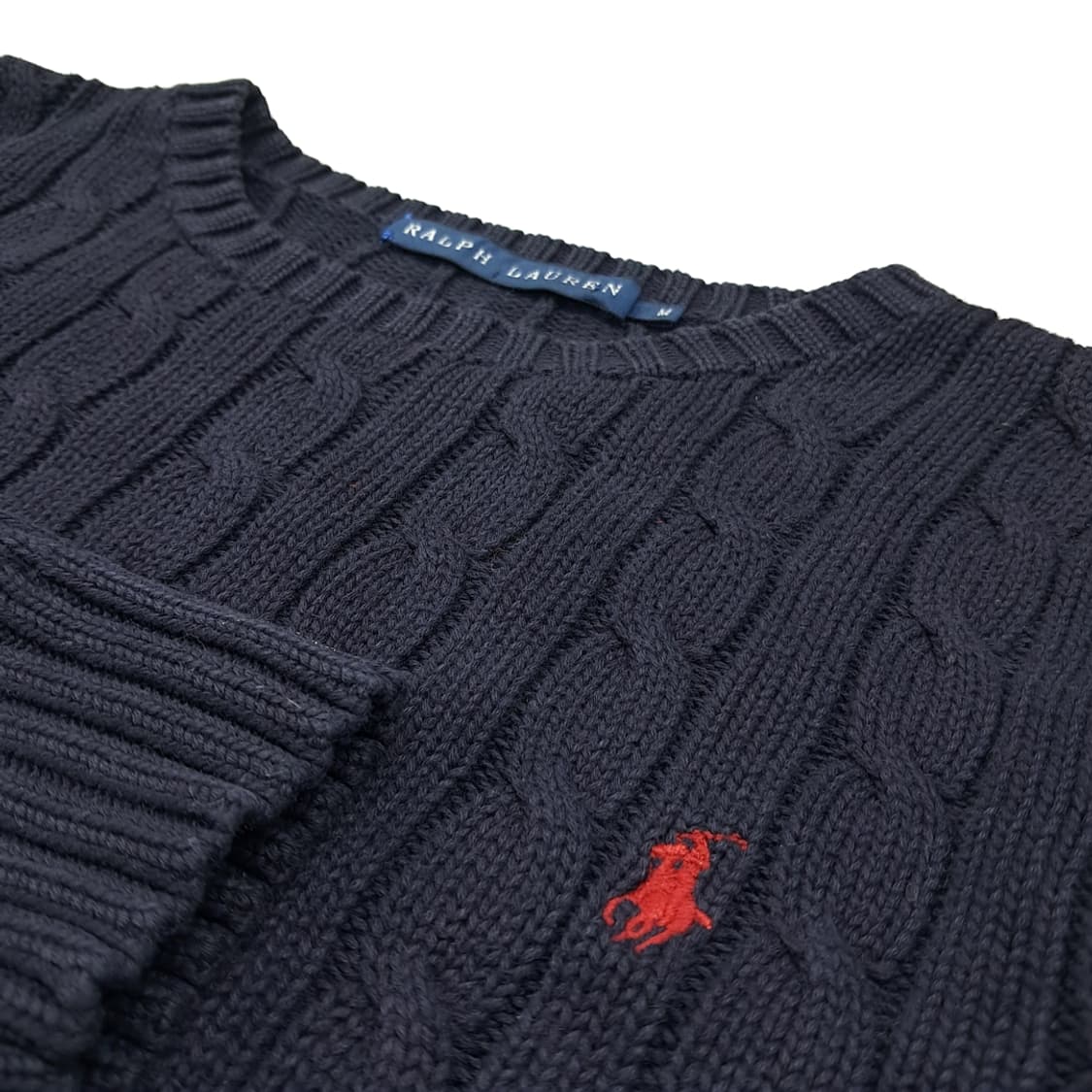 CL263 M 폴로 00s 코튼 레드포니 케이블 네이비 니트 스웨터 상품이미지4