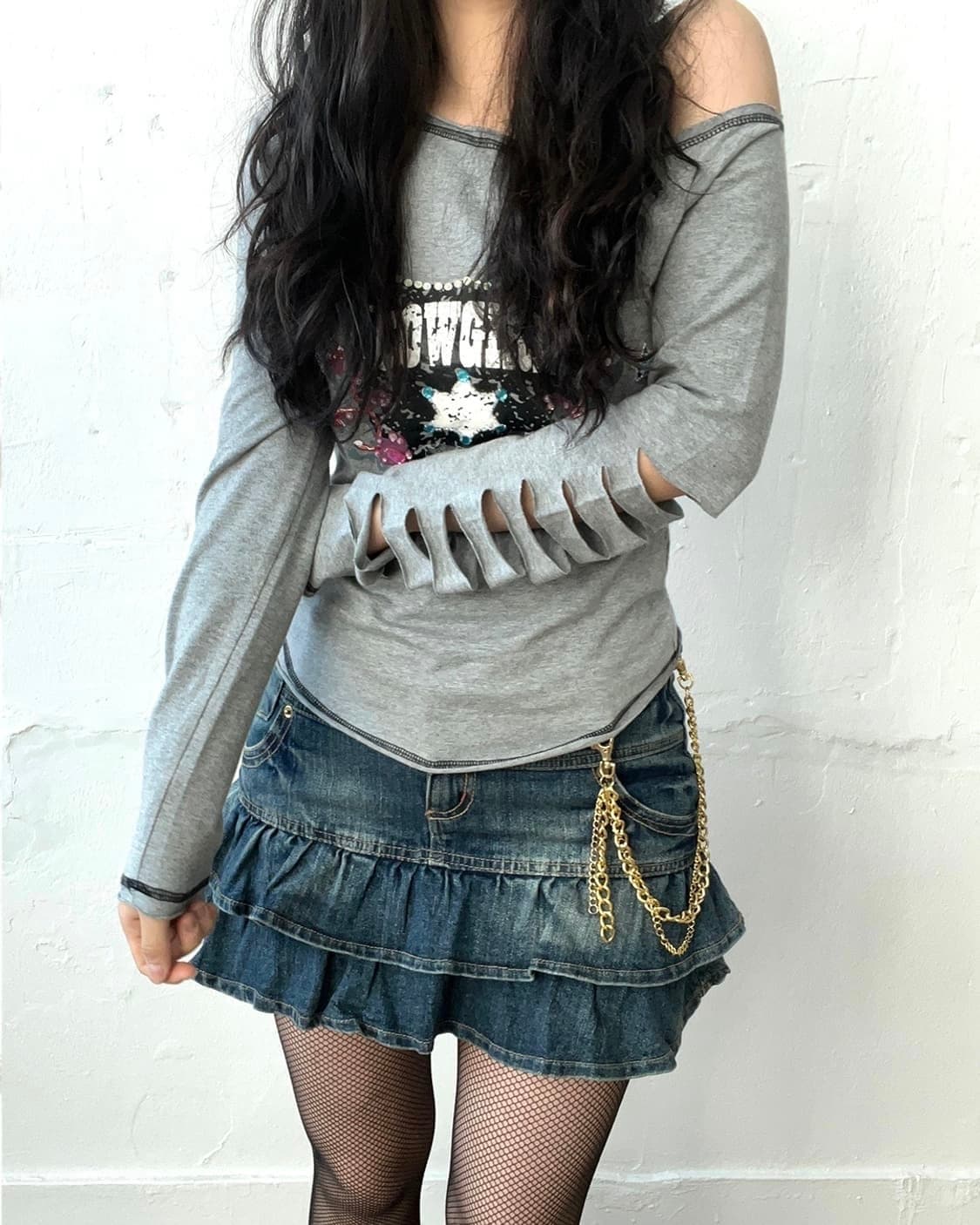 Unbalance shoulder damage top 상품이미지2