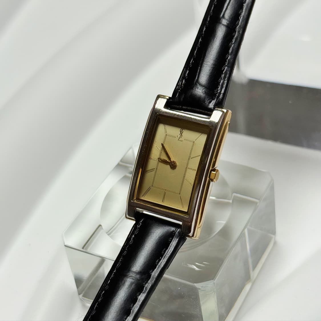 80's90's 빈티지 YSL 입생로랑 골드 렉탱글 드레스 워치 상품이미지2