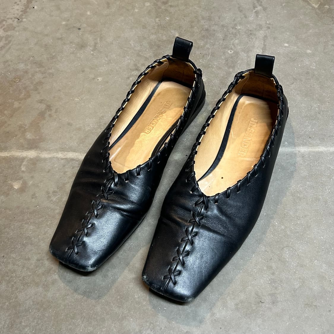 250) 질샌더 휩 스티치 스퀘어 토 발레리나 플랫 슈즈 상품이미지1