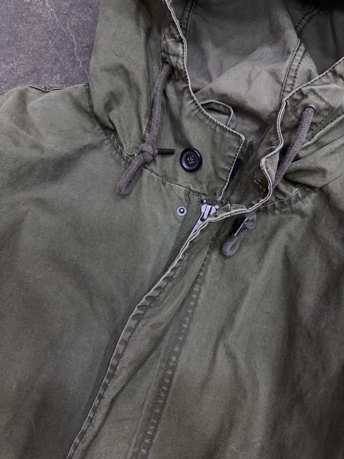 자라 빈티지 워싱 데미지 밀리터리 피쉬테일 후드 개파카 야상 L 상품이미지4