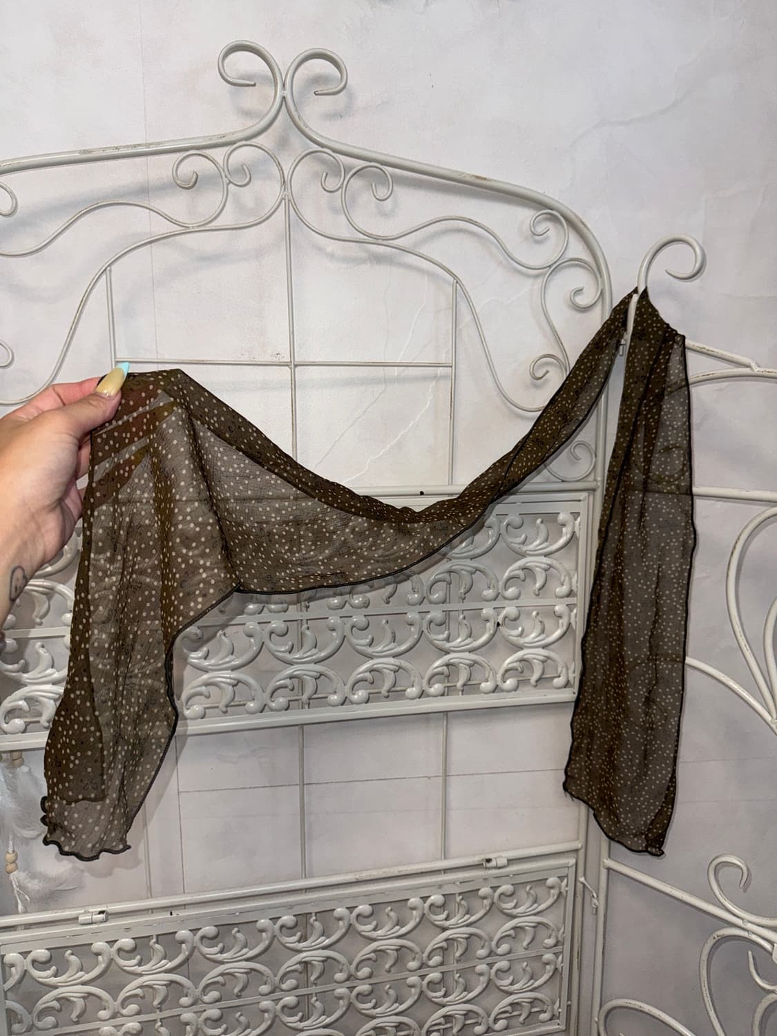 Brown ribbon dot scarf 상품이미지3
