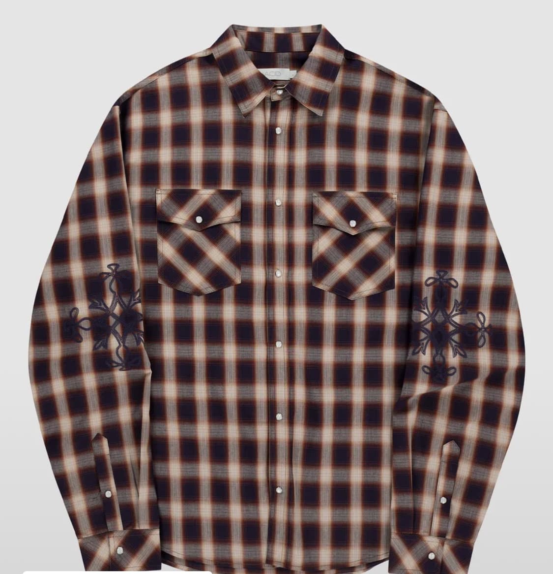 (M)슬로우애시드 니들 워크 체크 셔츠 상품이미지1