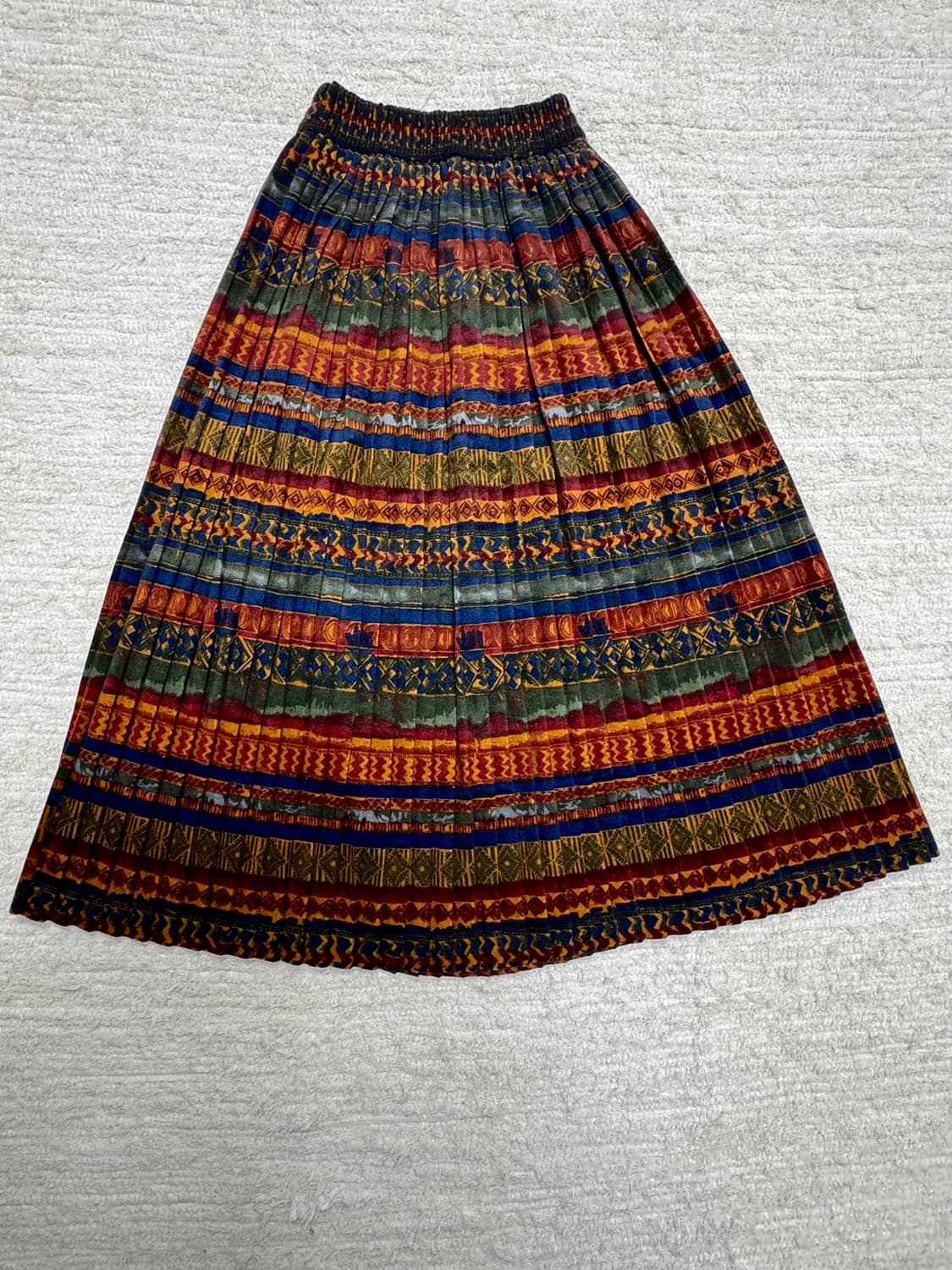 •Vintage 히피스타일 패턴 플리츠 롱 스커트 상품이미지2