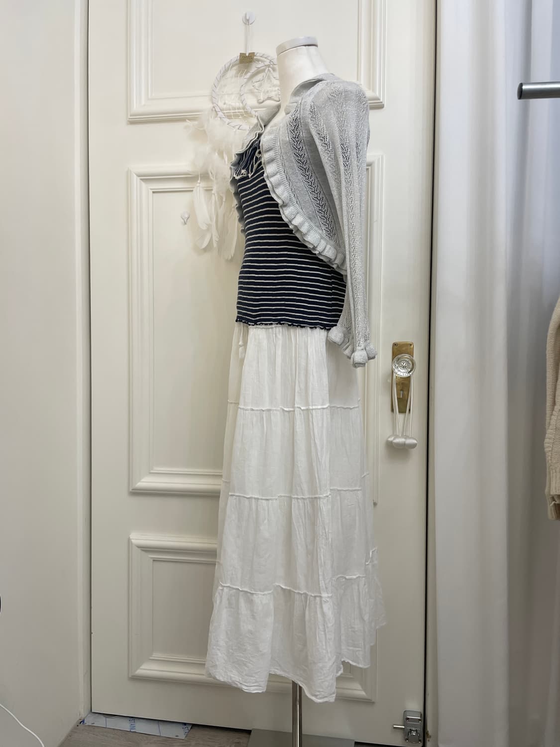 navy&gray ruffle crochet lovely mori set 상품이미지2