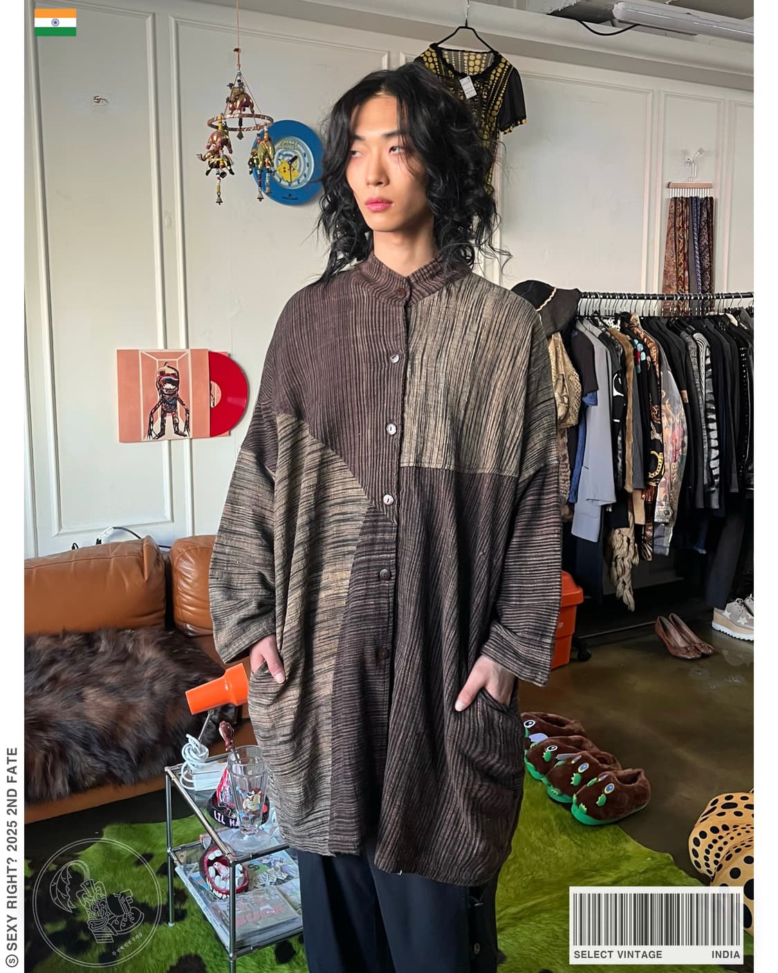 Indian Vintage Patch-Work Dolman Coat 상품이미지1