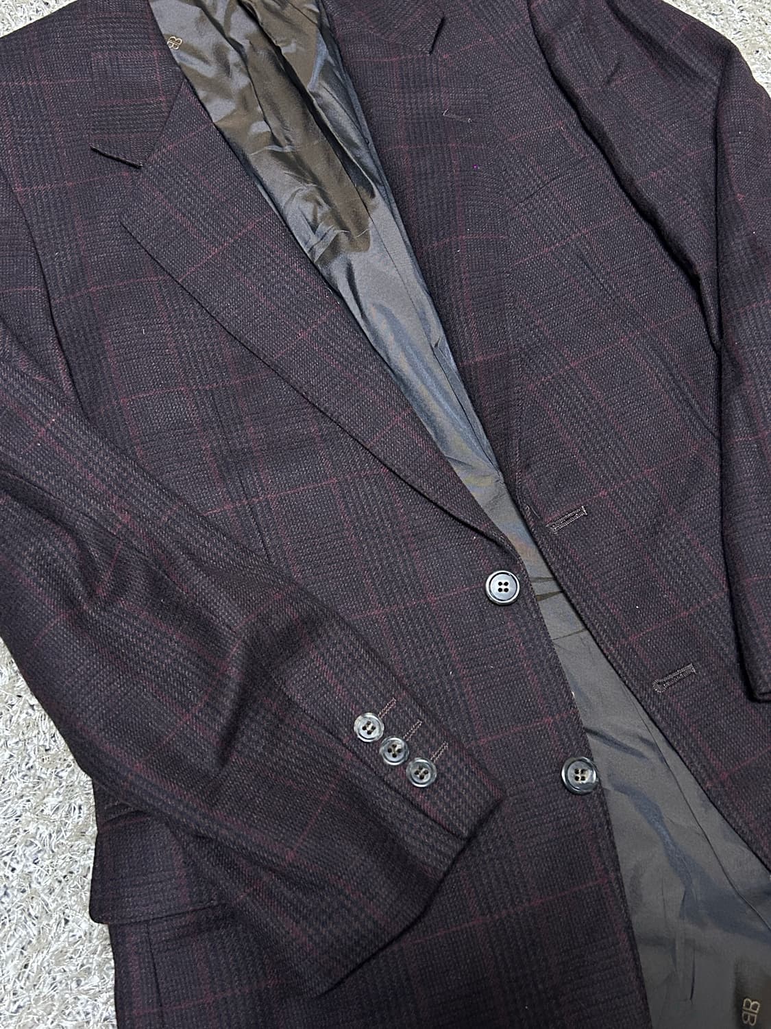 일제 발렌시아가 캐시미어 체크 블레이저 사이즈 105 상품이미지2