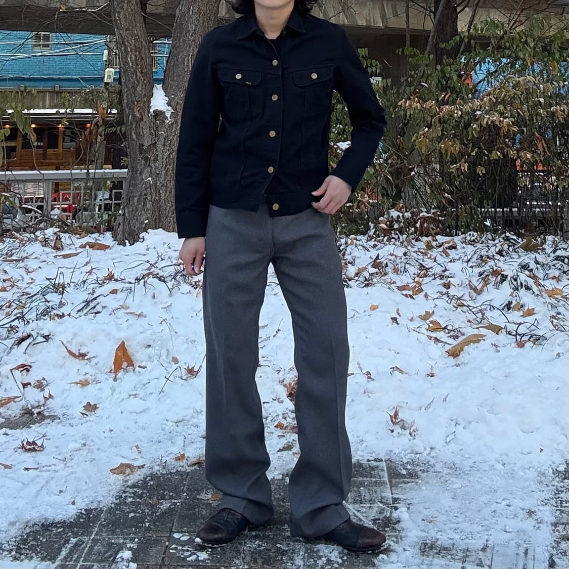 90~00s USA 랭글러 Wrangler 그레이 부츠컷 트라우저 상품이미지1