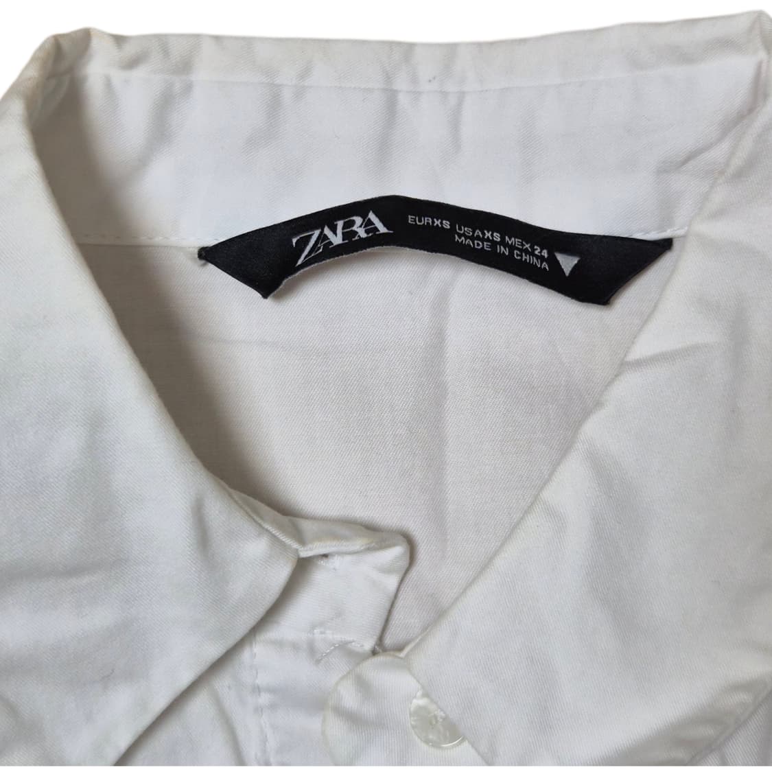 ZARA 화이트 퍼프소매 티어드 셔츠 원피스 상품이미지3