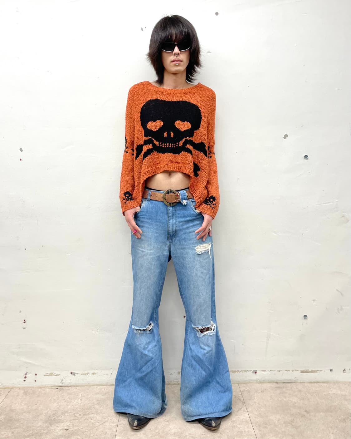 Big Skull Crop Orange Knit 상품이미지6