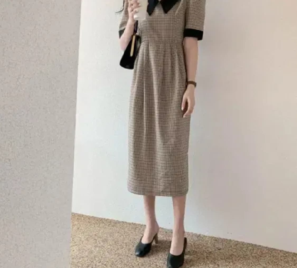 롱 체크 원피스 상품이미지1