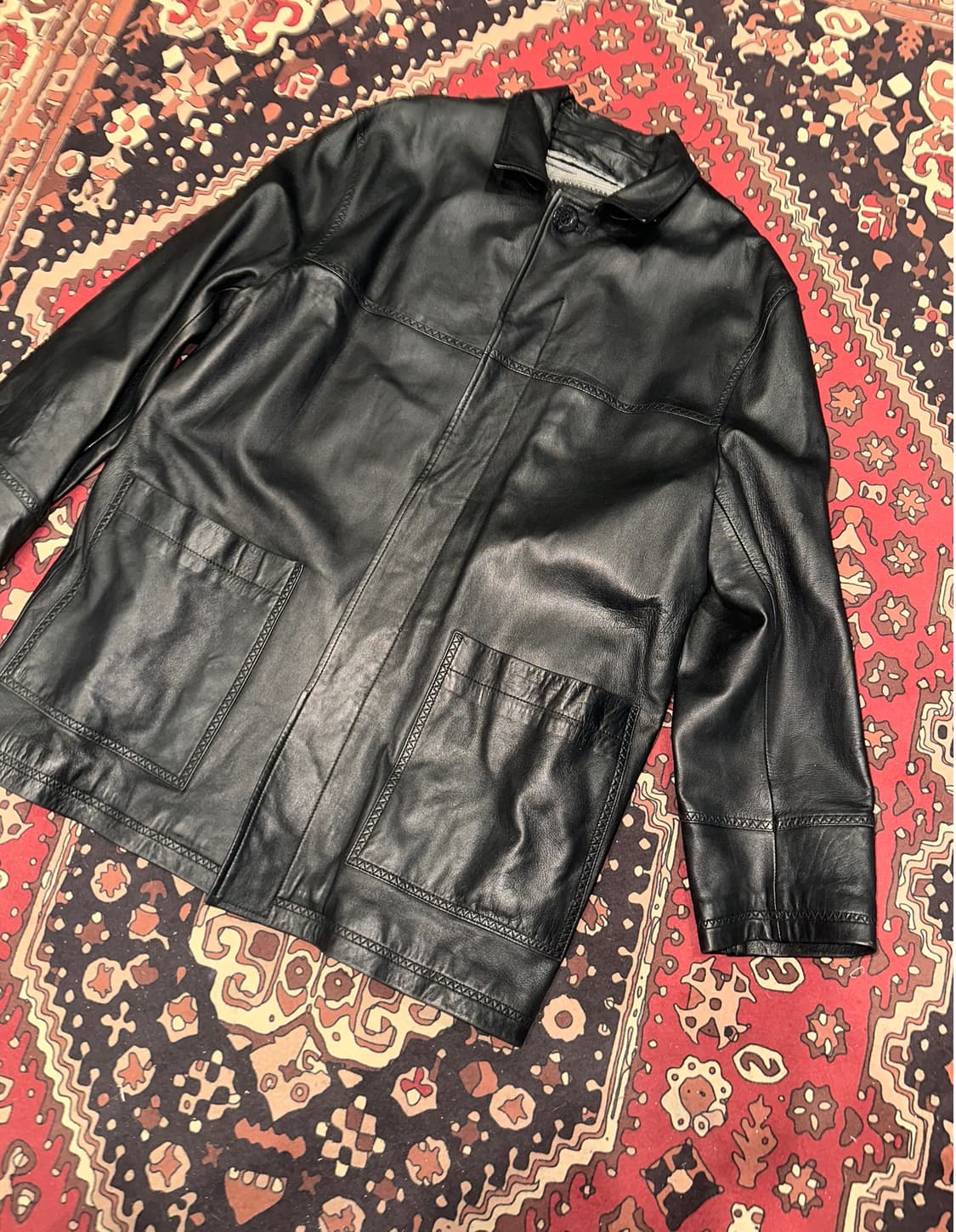 ( M-L ) 가죽자켓 레더자켓 가죽코트 가죽카코트 가죽롱코트 상품이미지2