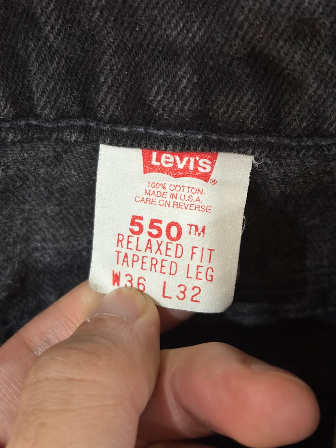 J27 90s USA 리바이스 550 흑청 데님팬츠 36x32 상품이미지3