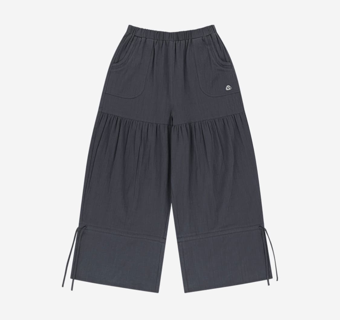 코이세이오 셔링 러프 팬츠  네이비 상품이미지1