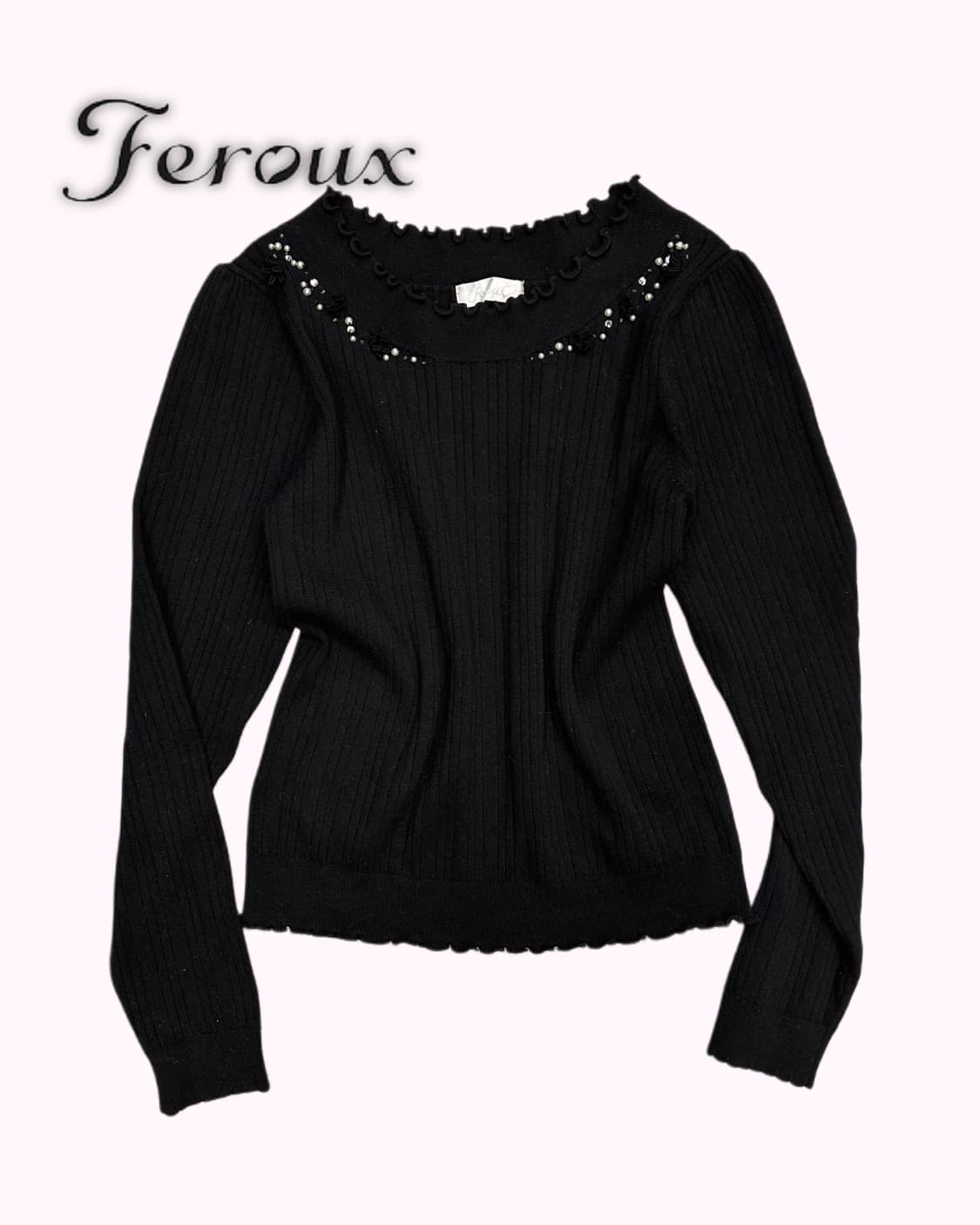 FEROUX cubic pearl ribbed t-shirt 상품이미지1