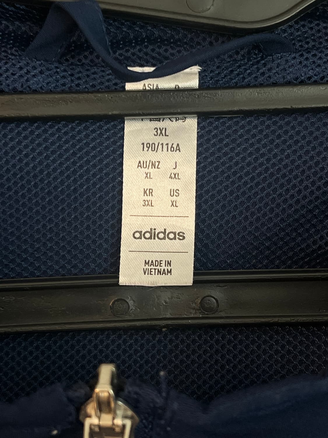 [3XL] 아디다스 삼선 후드 러닝 바람막이 네이비 상품이미지4