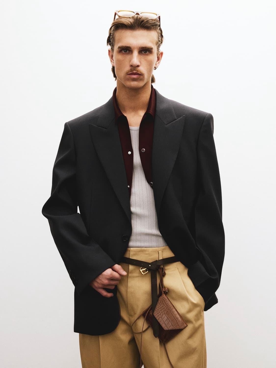 [L] 렉토 스트럭처 울 테일러드 블레이저 자켓 수트 셋업 빈티지 네이비 상품이미지2