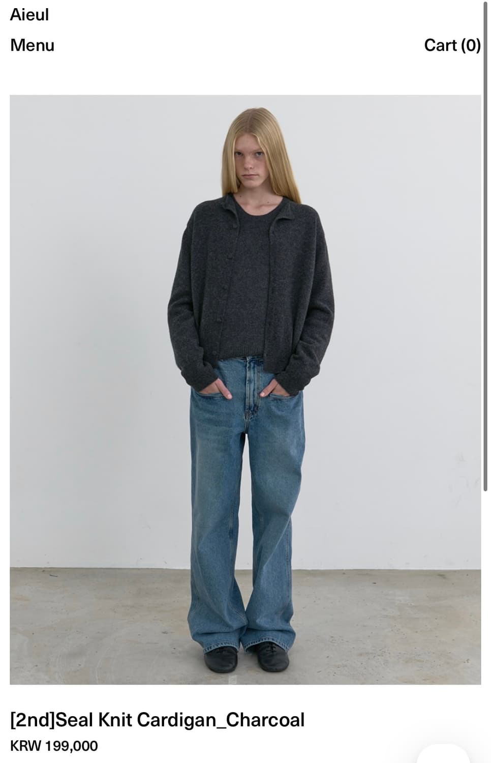 Aieul(아이엘) Seal Knit Cardigan_Charcoal 상품이미지1