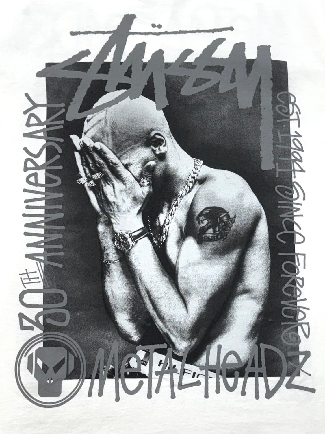 Stussy 스투시  x 골디 메탈헤즈 30주년 협업 반팔 화이트 티셔츠 상품이미지3