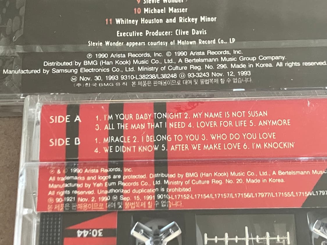 90년대 휘트니휴스턴 3집 라이센스 초판 미개봉 CD + 카세트테이프 팝 상품이미지4
