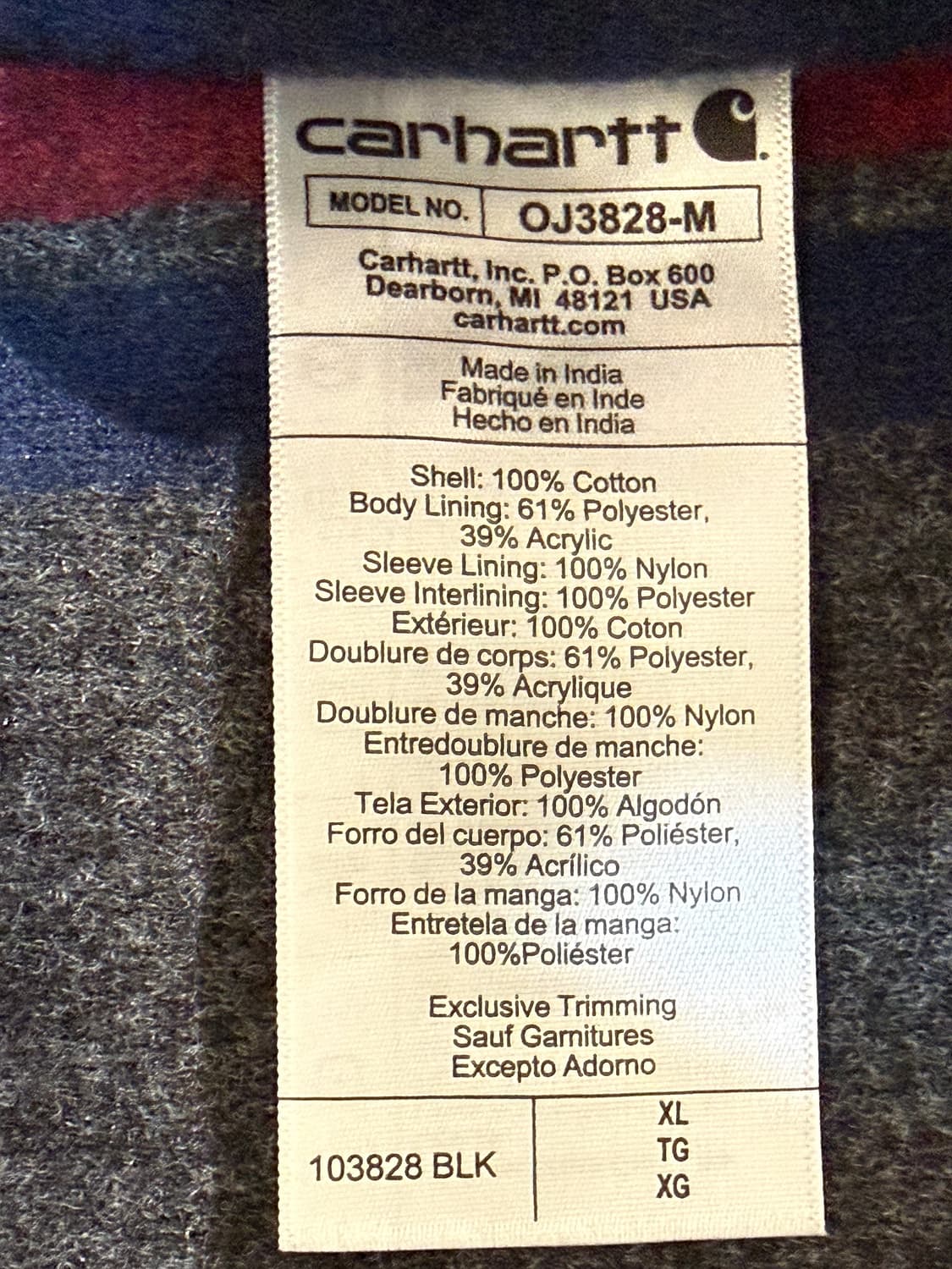 칼하트 디트로이트 자켓 us 현행 103828 XL 상품이미지4