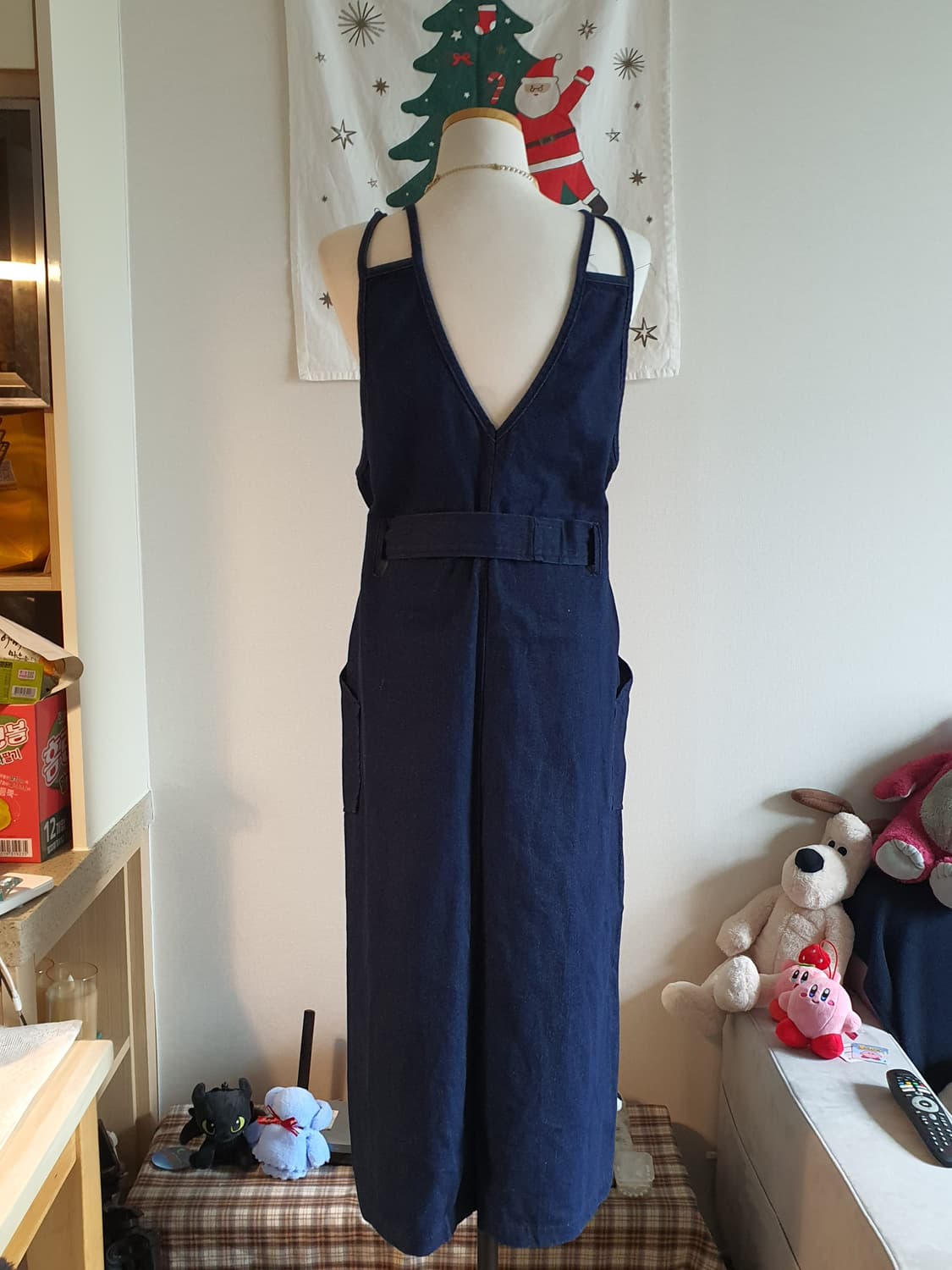 [빈티지] 청 데님 끈 롱 원피스 상품이미지5