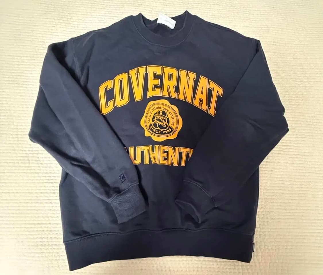 커버낫 옐로우로고 네이비맨투맨 S 상품이미지2