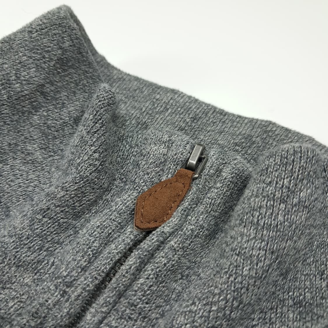 CL784 M 폴로 가죽풀러 헤더그레이 하프집업 니트 스웨터 상품이미지5
