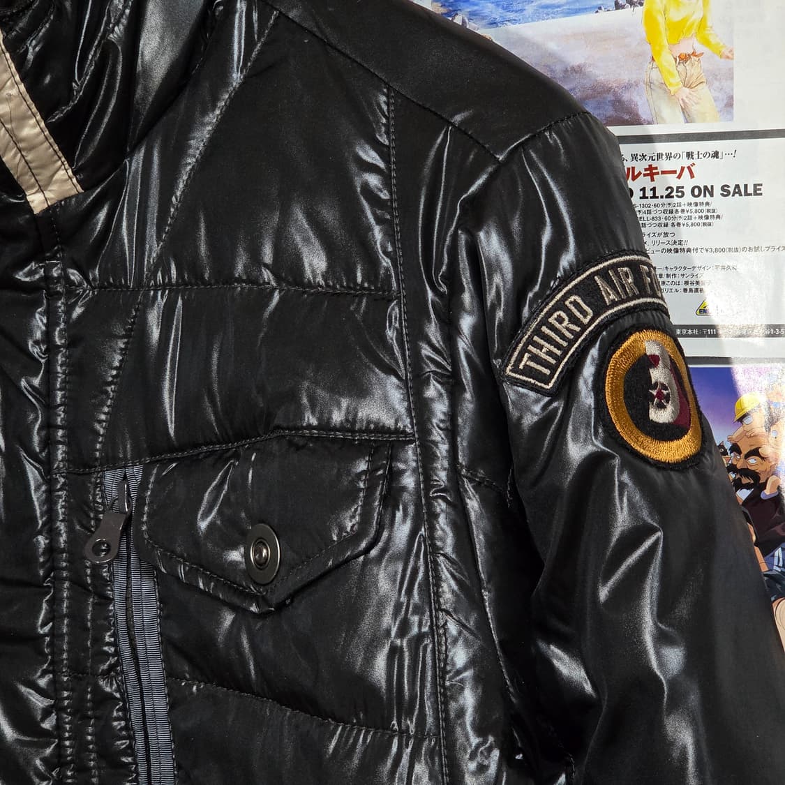 JPN 아비렉스 밀리터리 패치 자수 투웨이 유광 패딩  상품이미지4