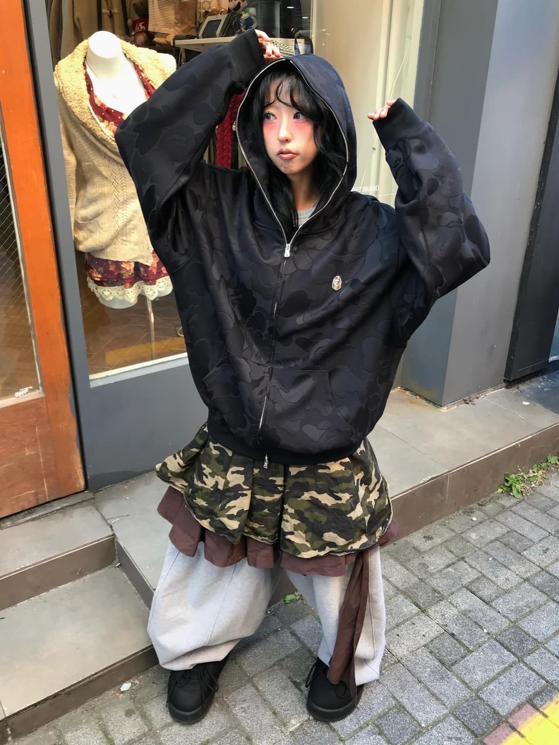 Bape Black Camouflage Two way Hood Zip 상품이미지1