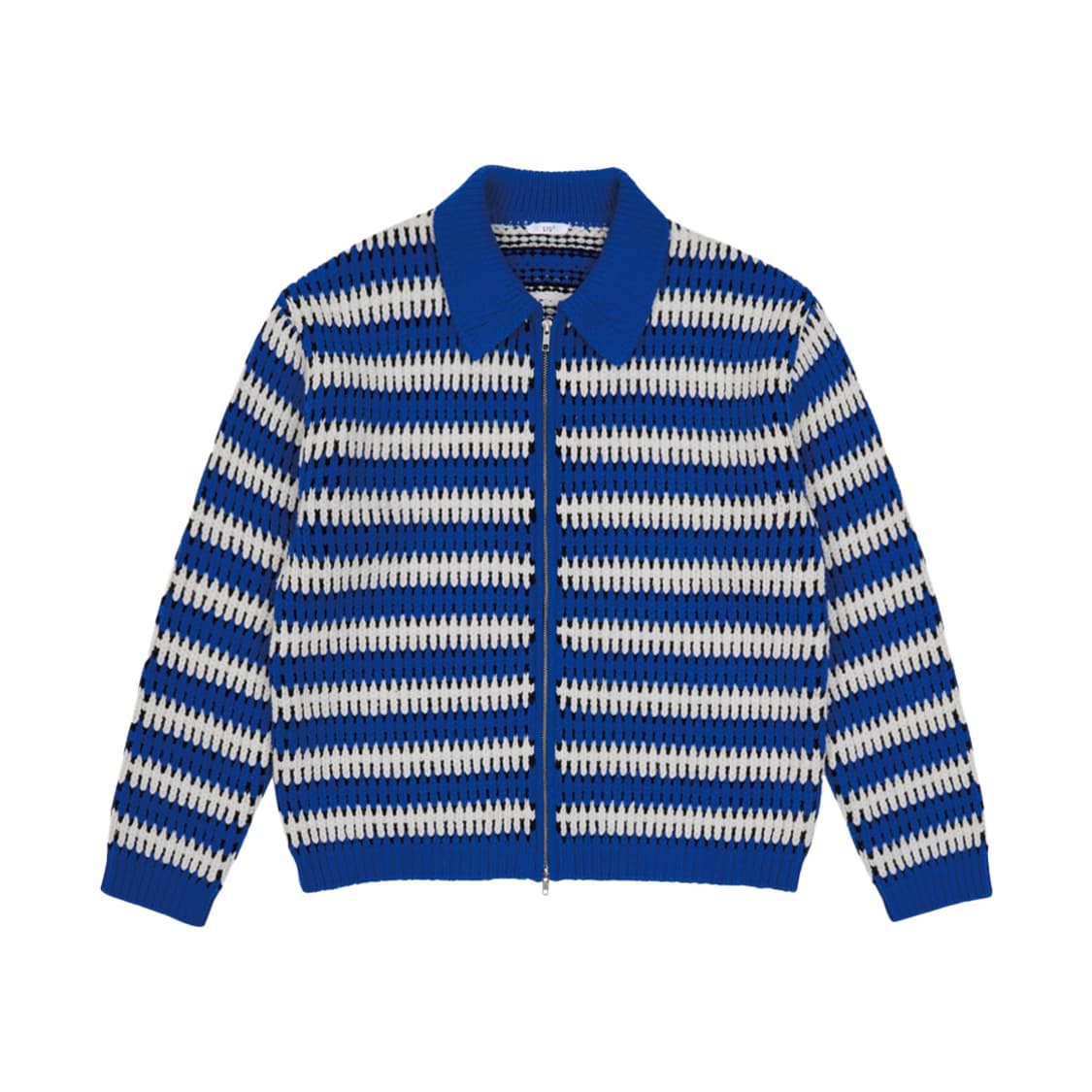 [M] STU 스트라이프 카라 집업 스웨터 블루 상품이미지2