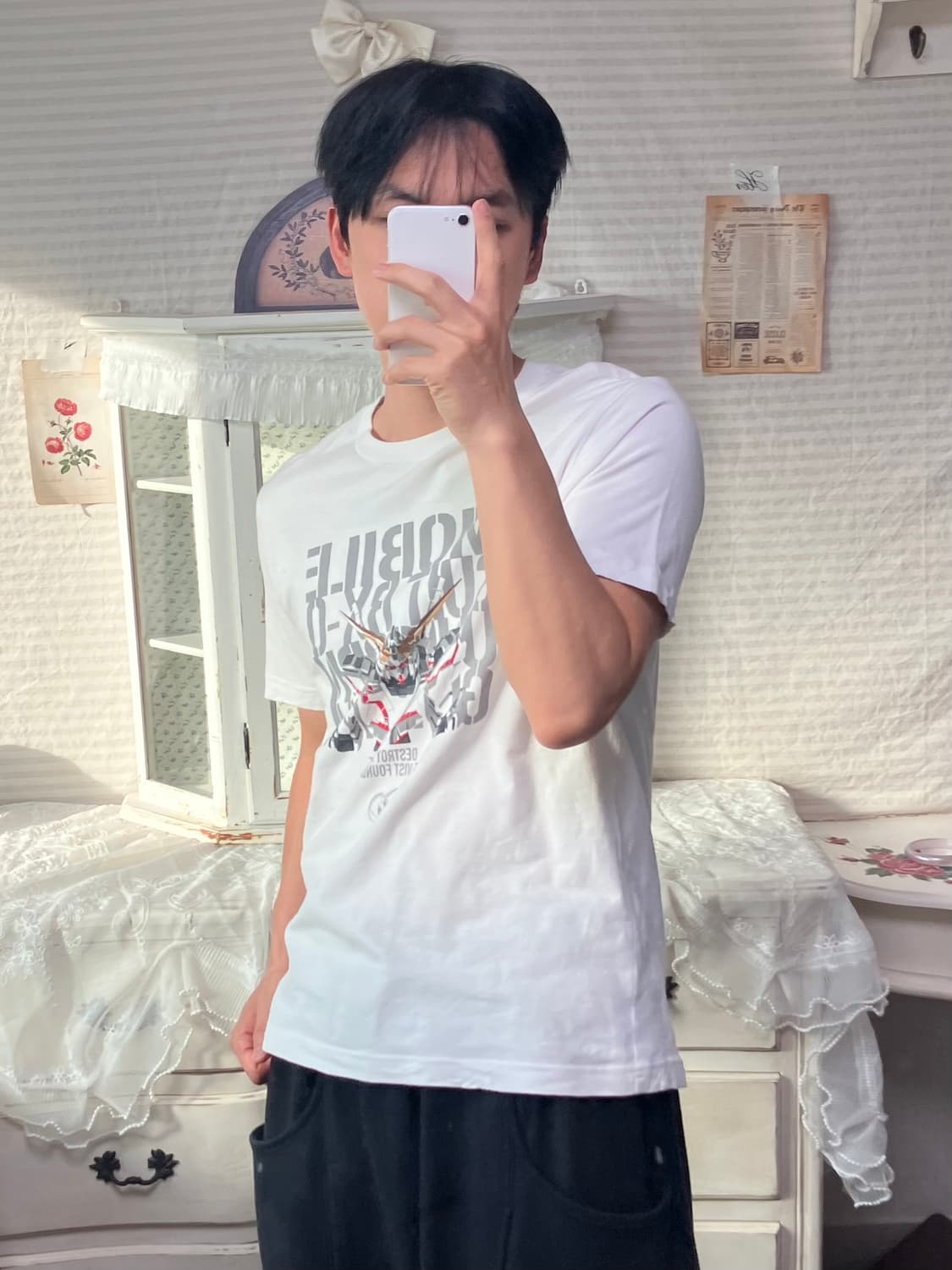 빈티지 화이트 건담 프린팅 반팔 1152 모리걸 y2k 스트릿 갸루 펑키 상품이미지2
