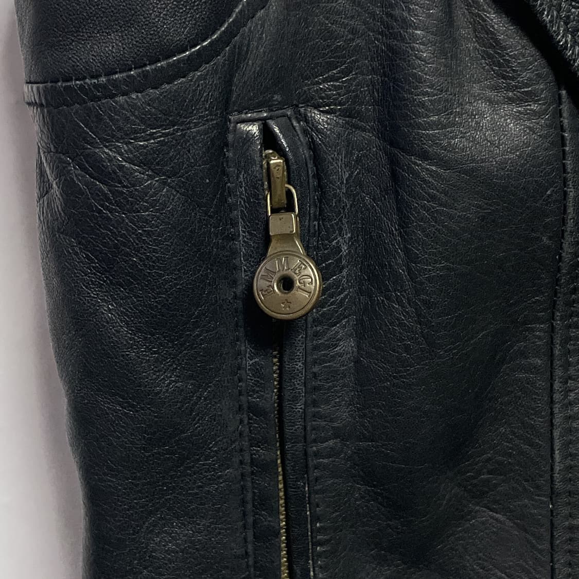 90~00s 빈티지 하이넥 바이커 레더 베스트 상품이미지3