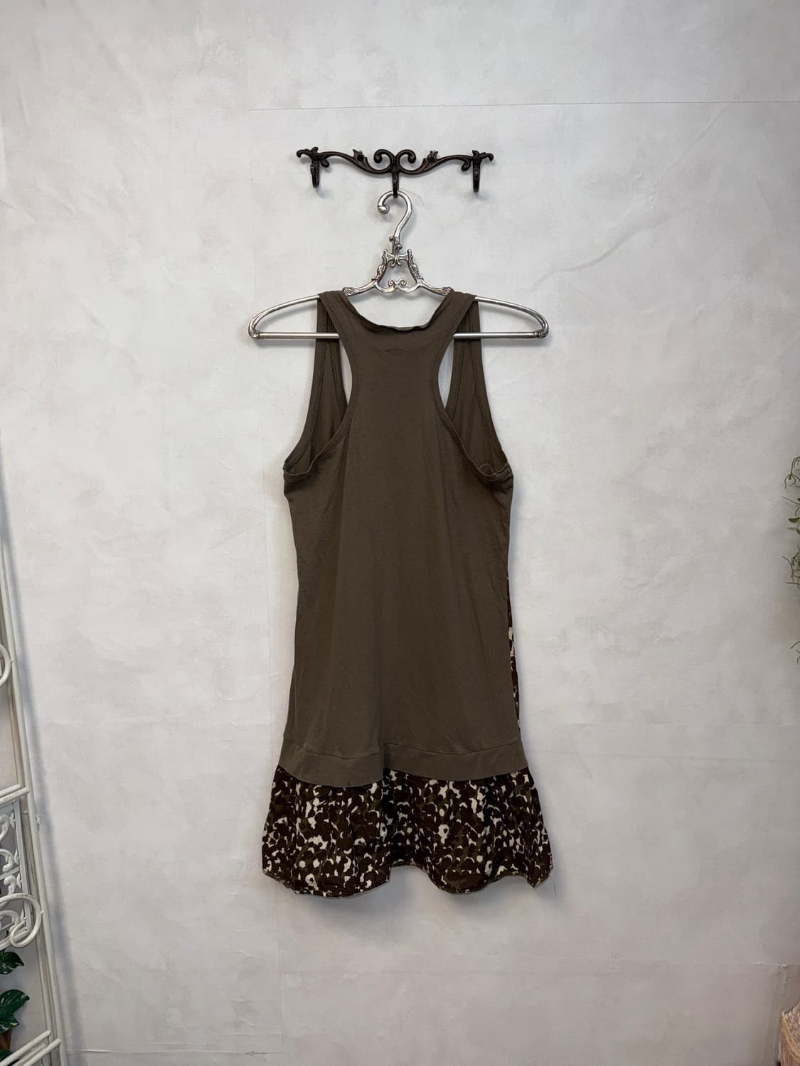 Khaki brown leopard layered midi ops 상품이미지3