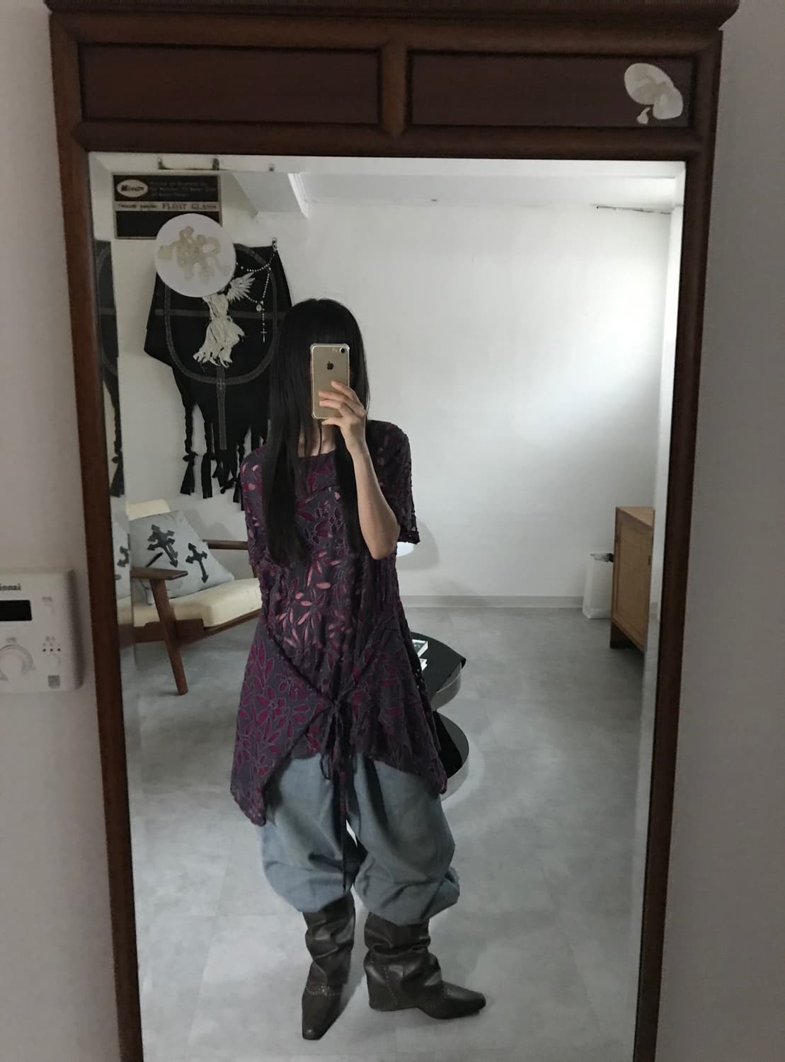 vintage mash pattern top 상품이미지1
