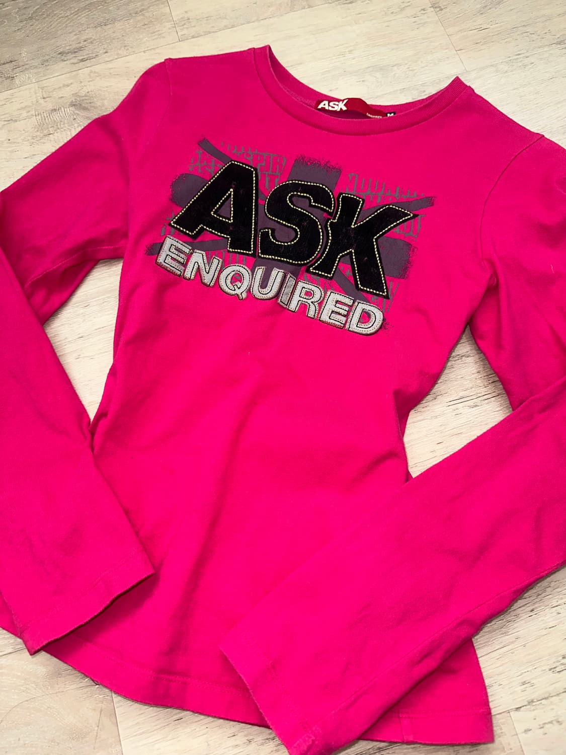 Ask 에스크 핑크 롱슬리브 y2k 긴팔 티셔츠 상품이미지1