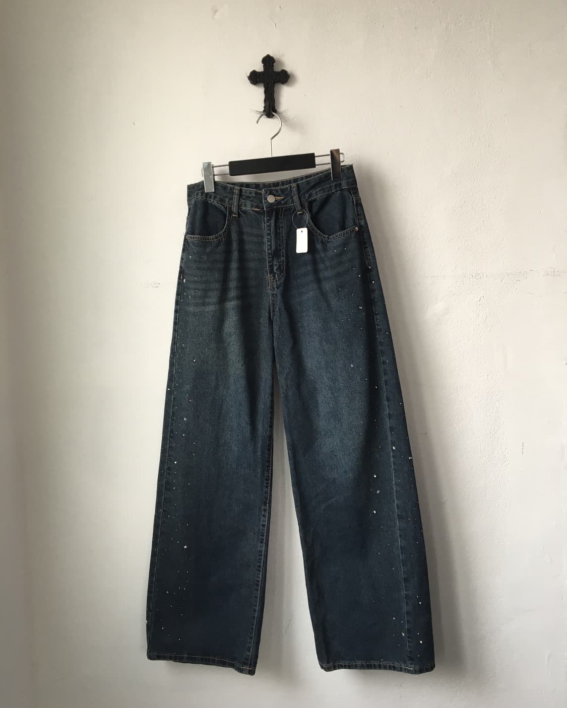 Cubic point wide denim pants 상품이미지1