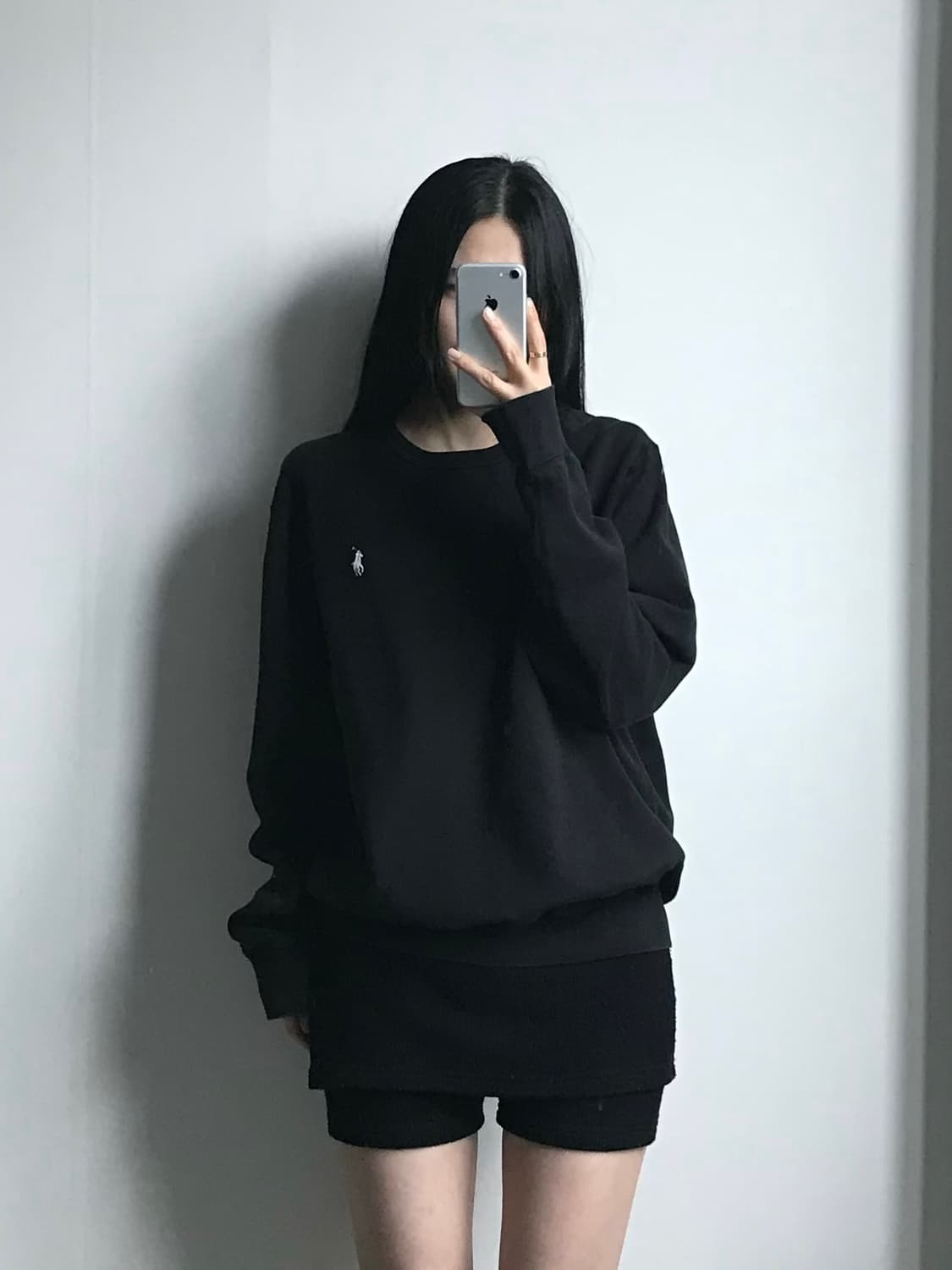 폴로 랄프로렌 자수로고 블랙 맨투맨 상품이미지1