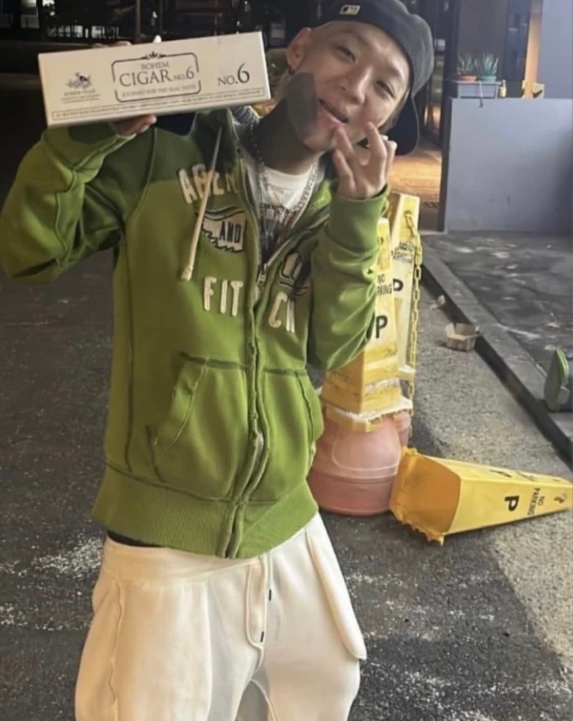 아베크롬비 빈티지 양홍원 그린 데미지 Y2K 후드집업 자켓 M 상품이미지5