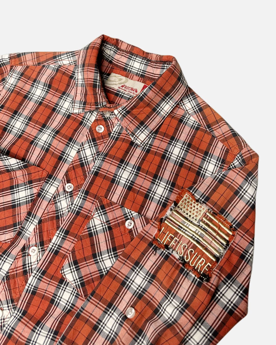 patch printing orenge check shirt 상품이미지3