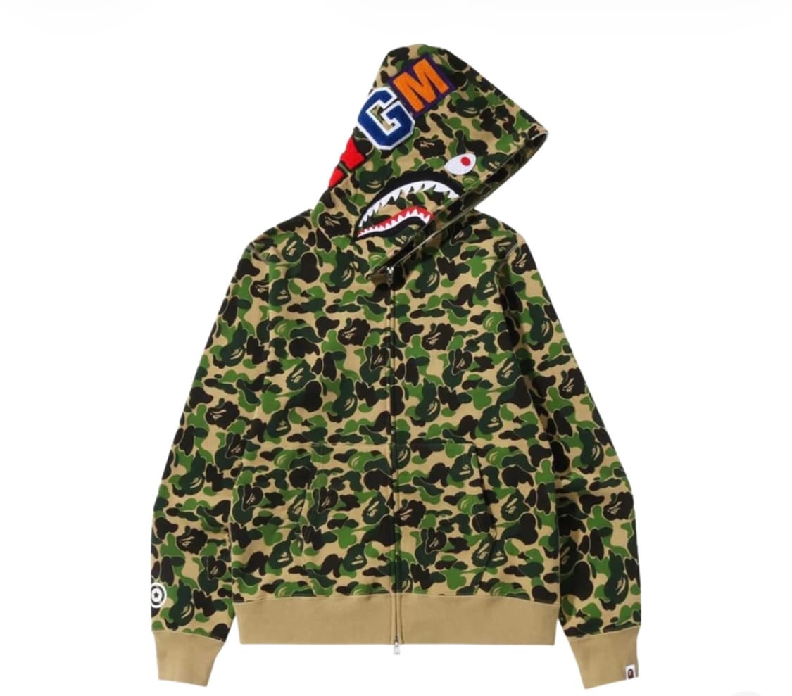 베이프 ABC 카모 샤크 후드 아노락 그린 상품이미지3
