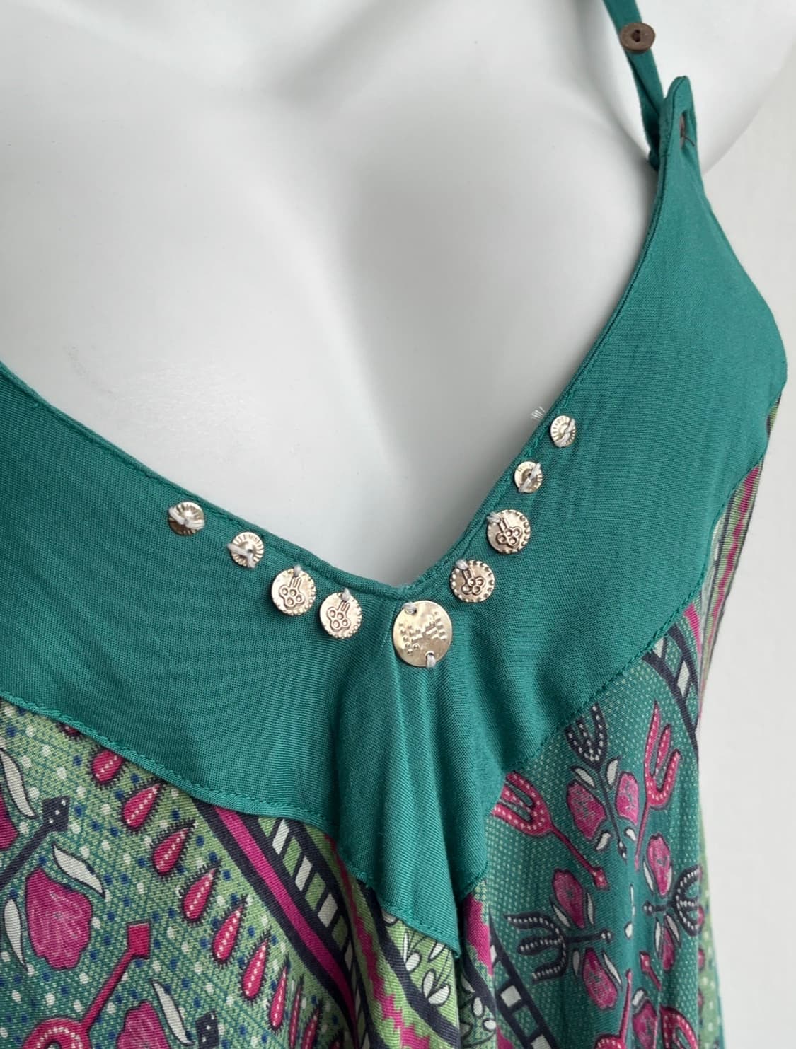 YUL 보헤미안 에메랄드 패턴 루즈 원피스 상품이미지4