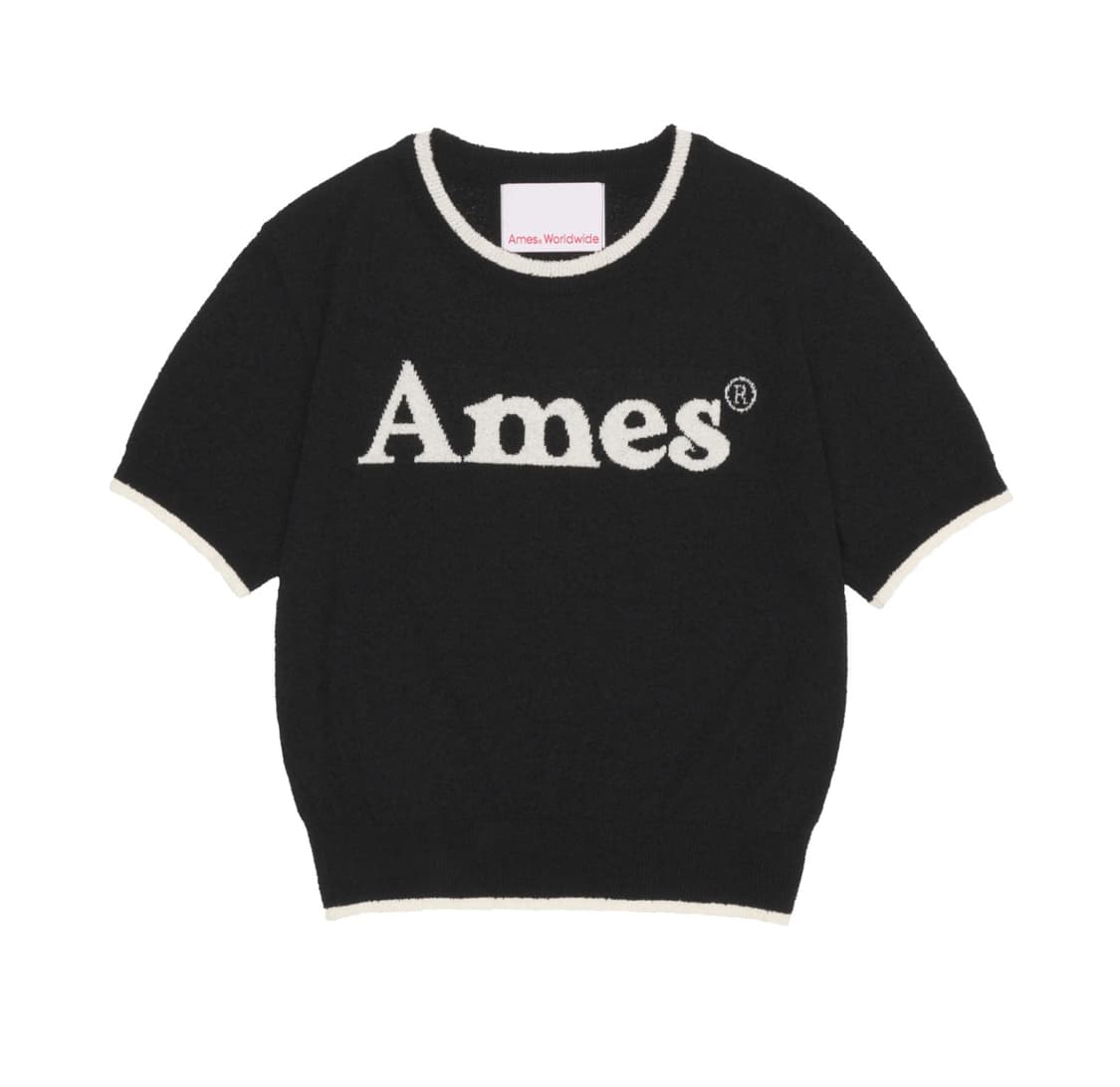 Ames(아메스) 베이직 로고 니트 반팔 상품이미지1