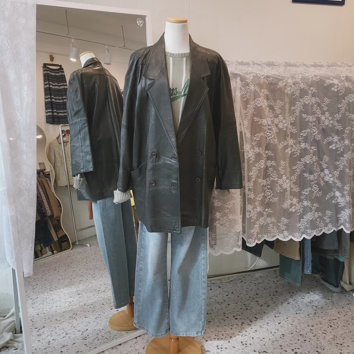 양가죽 오버핏 블랙레더자켓(Japan made) 상품이미지2