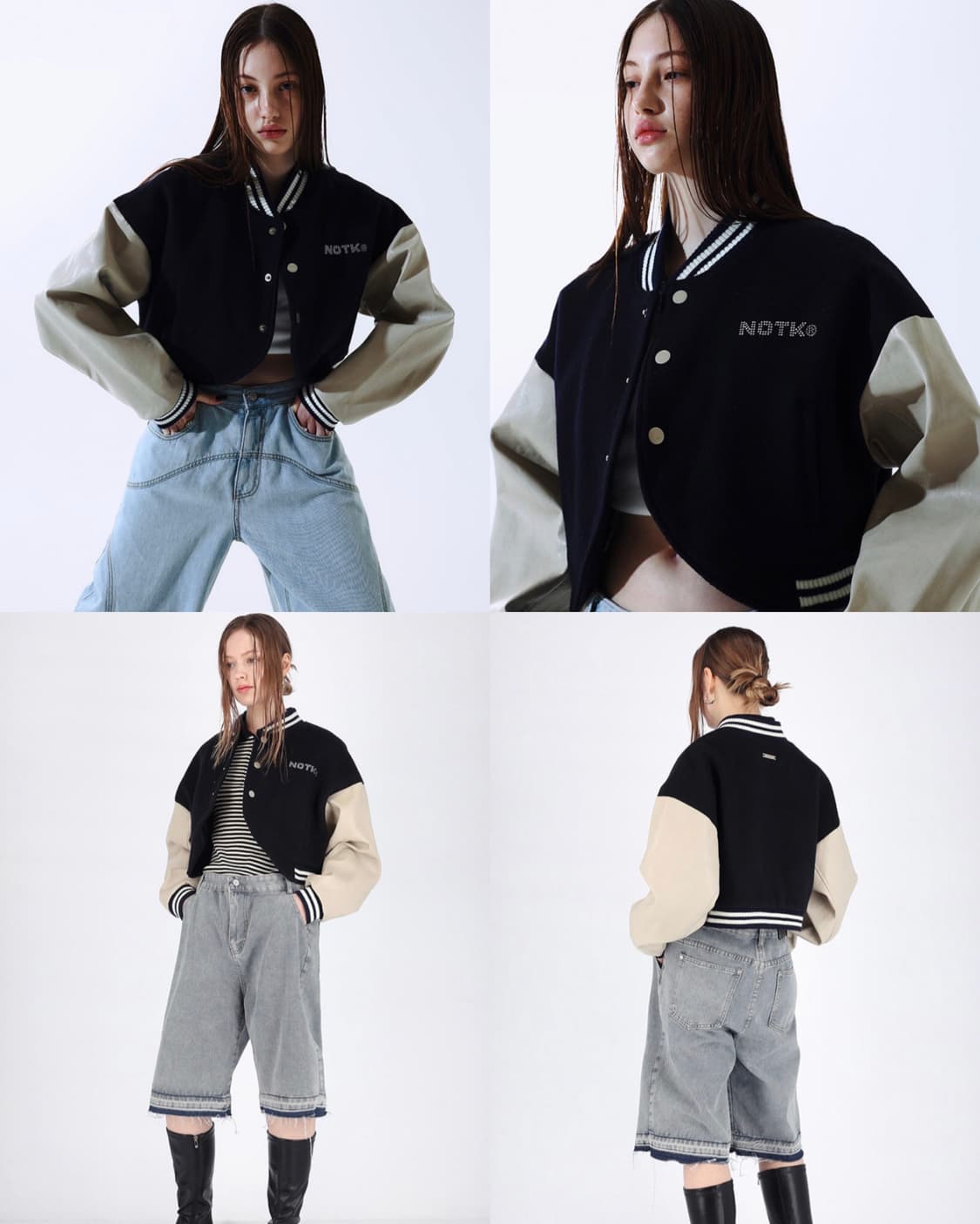 낫노잉 크롭 커브드 바시티 점퍼 자켓 상품이미지5