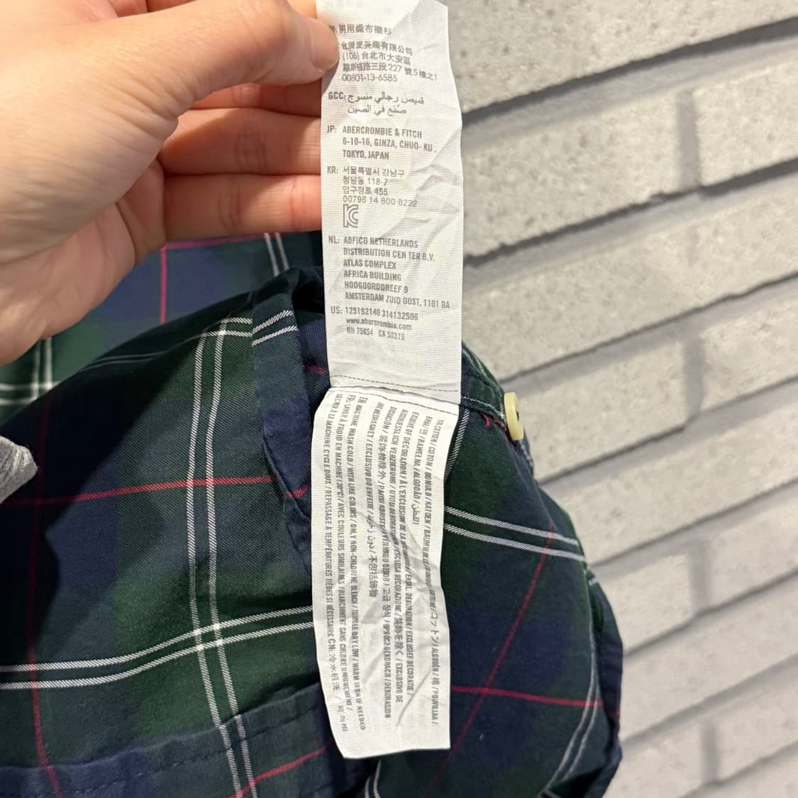 아베크롬비 체크 셔츠 시그니처 자수 로고 원포켓 디테일 그린 상품이미지8