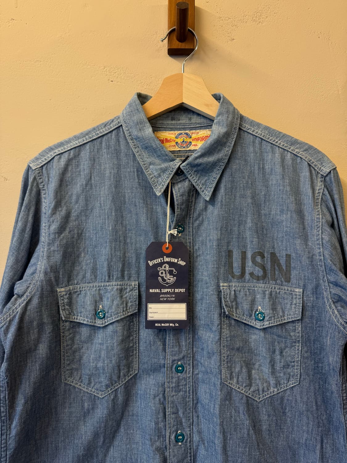 리얼맥코이 샴브레이 셔츠 L USN 상품이미지2